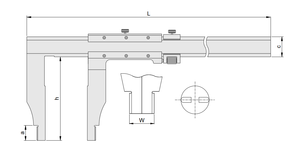 İNSİZE 0-1000 mm / 0-40" Üst Çenesiz Mekanik Monoblok Kumpas